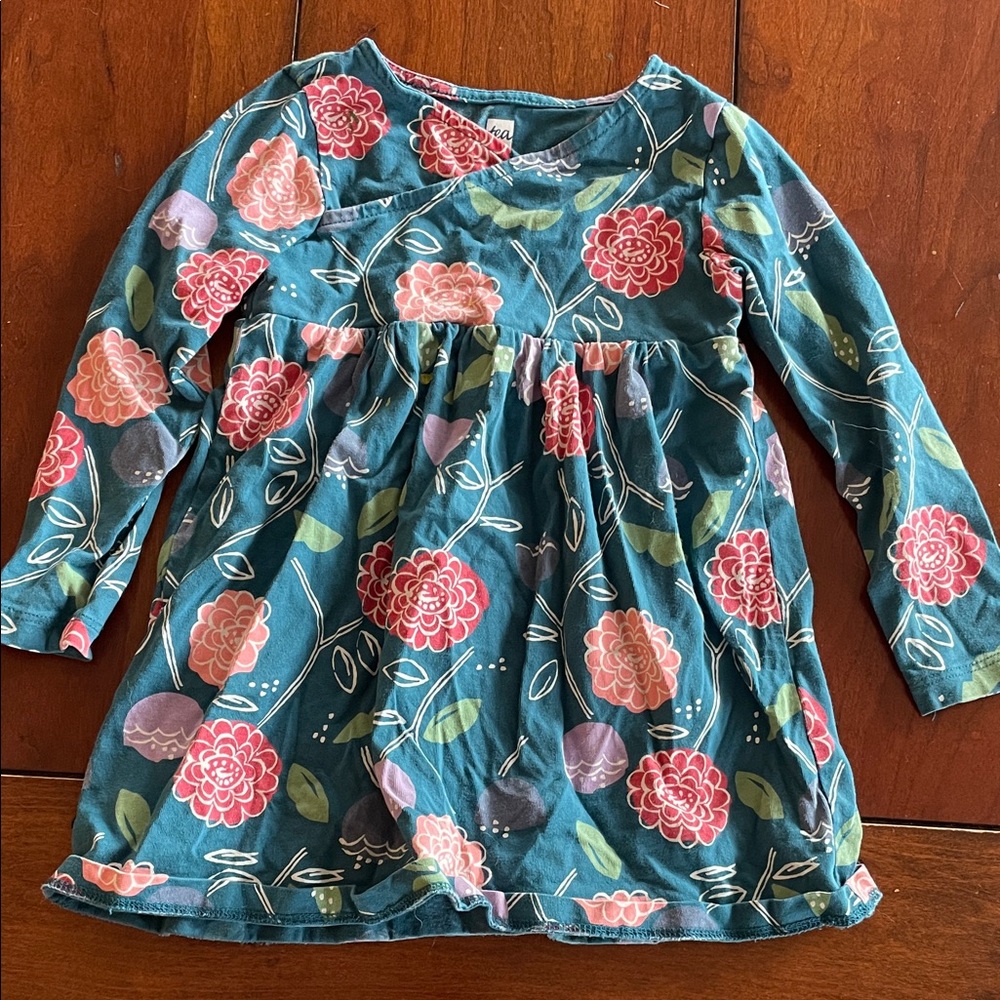 Tea Collection Blue and Pink Floral Dress